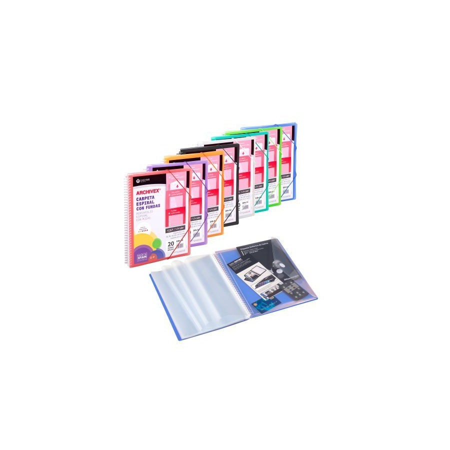 1824-CARPETA ARCHIVEX-STAR ESPIRAL CANGURO 60 FUNDAS COLOR NEGRO CARCHIVO 53036006