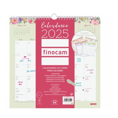 CALENDARIO 2025 PARED TRENDY DESIGN ESCRIBIR 300x300MM FINOCAM 787530125