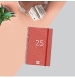 AGENDA 2025 BASIC YEAR E5 117X181MM SEMANA VISTA HORIZONTAL ROJO FINOCAM 741443025