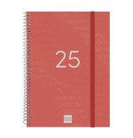 AGENDA 2025 BASIC YEAR E10 155X212MM SEMANA VISTA HORIZONTAL ROJO FINOCAM 741453025