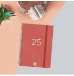 AGENDA 2025 BASIC YEAR E10 155X212MM SEMANA VISTA HORIZONTAL ROJO FINOCAM 741453025