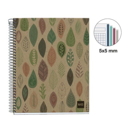 18421-CUADERNO RECICLADO A5 MICROPERFORADO 120 HOJAS 5X5MM BOTANIC MIQUELRIUS MR2872