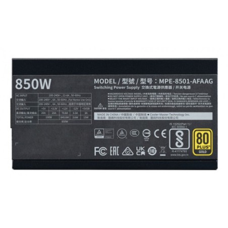 FUENTE ALIMENTACION COOLER MASTER 850W MWE GOLD 850 V2 ATX3.1 (MPE-8501-AFAAG-3EEU)