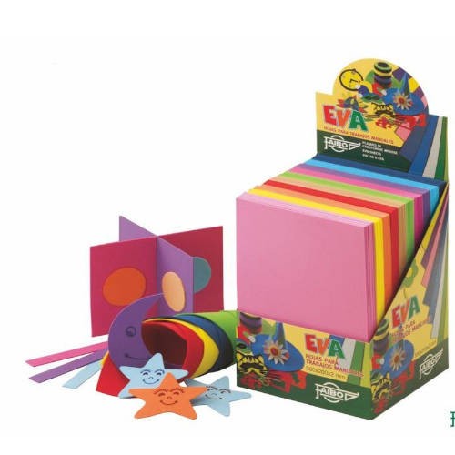 1885-EXPOSITOR 100 LAMINAS GOMA EVA 20X30 CM. 10 COLORES SURTIDOS FAIBO 653EXP