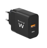 19015-Ewent EW1327 cargador de dispositivo movil Universal Negro Corriente alterna Carga rapida Interior