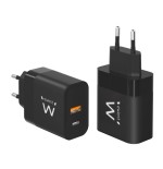 19016-Ewent EW1327 cargador de dispositivo movil Universal Negro Corriente alterna Carga rapida Interior