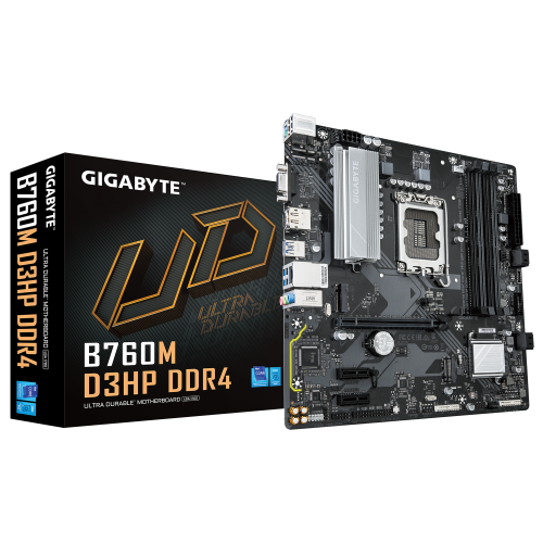 19095-GIGABYTE B760M D3HP DDR4 - Compatible con CPUs Intel Core de 14a generacion, VRM Digital 4+1+1 fases, hasta 5333MH