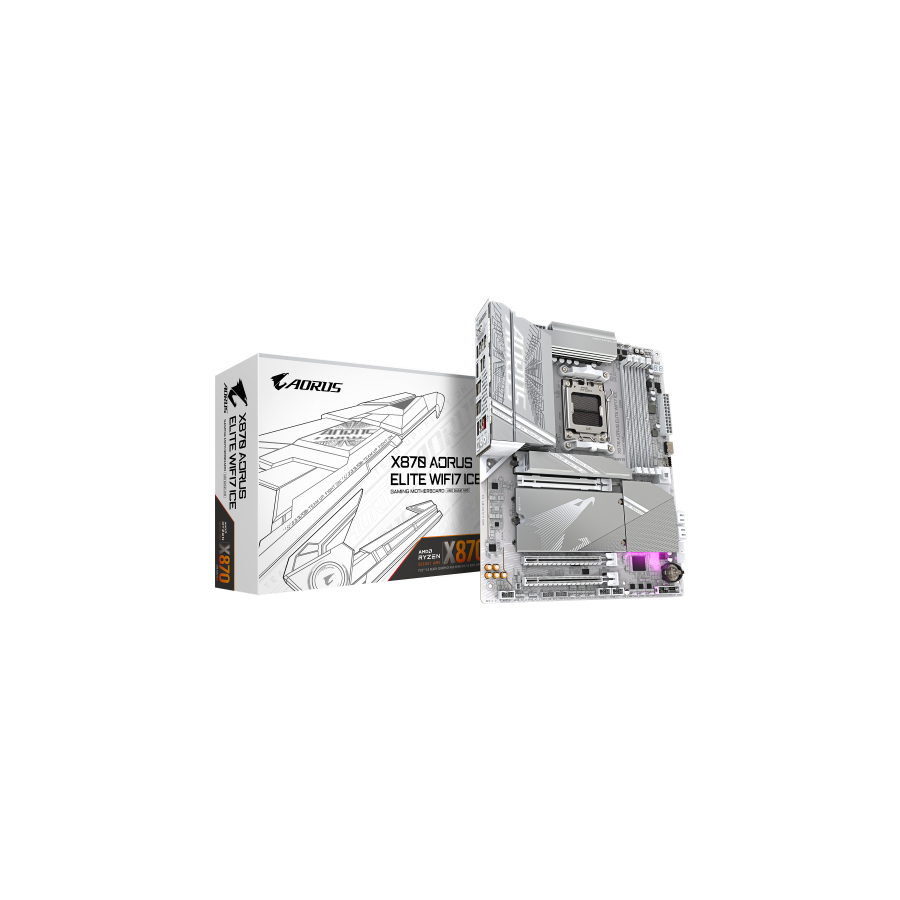 19245-GIGABYTE Placa base X870 A ELITE WF7 ICE - Compatible con CPUs AMD Ryzen 9000, VRM digital de 16+2+2 fases, hasta