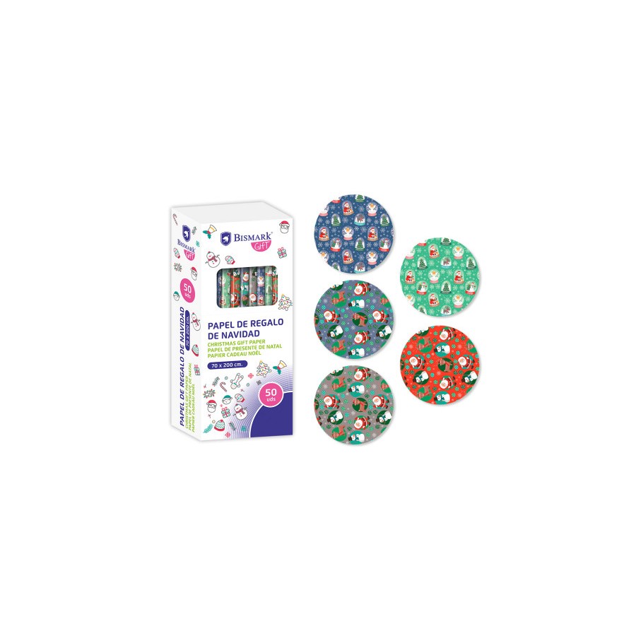 19386-PAPEL DE REGALO NAVIDAD PAPA NOEL 70x200 BISMARK 332994