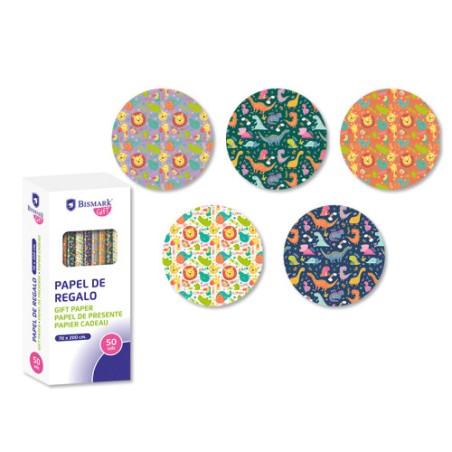 19391-PAPEL DE REGALO INFANTIL AVENTURA 70X200 BISMARK 331046