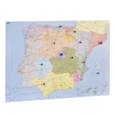 1945-MAPA ESPANA Y PORTUGAL PLASTIFICADO SIN MARCO ENROLLADO 103X129 CM. FAIBO 153G
