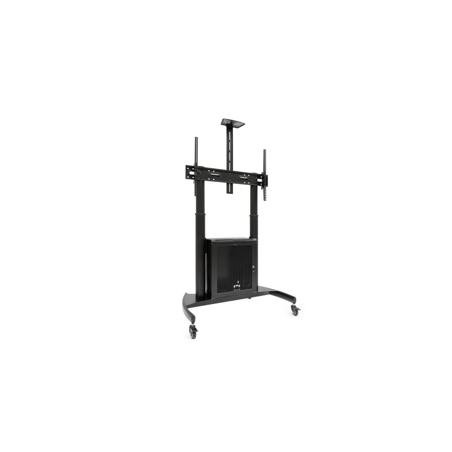19471-TooQ "NARNIA" Soporte de Suelo con Armario Multiusos + Accesorios Rack para Pantallas 60"- 100", Negro