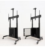 19472-TooQ "NARNIA" Soporte de Suelo con Armario Multiusos + Accesorios Rack para Pantallas 60"- 100", Negro