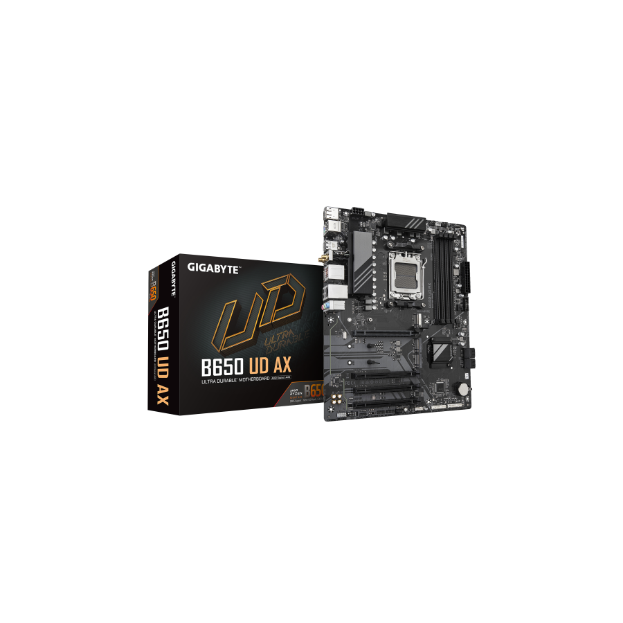 GIGABYTE B650 UD AX Placa Base - Compatible con CPUs AMD Ryzen Serie 9000, VRM de 6+2+2 fases, hasta 7600MHz DDR5 (OC), 1x PCIe 