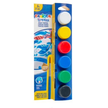 19731-CAJA 6 BOTES DE TEMPERA CON PINCEL CARIOCA 40433