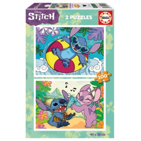 19770-CAJA PUZZLE 2X100 STITCH EDUCA BORRAS 19998