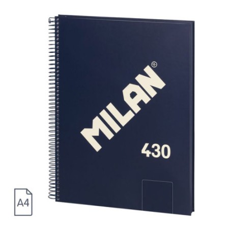 19855-CUADERNO A4 CON ESPIRAL Y TAPA DURA, 80 HOJAS BLANCAS DE 95 GR/M, COLECCION 430 SINCE 1918, AZUL MILAN 57141E80B