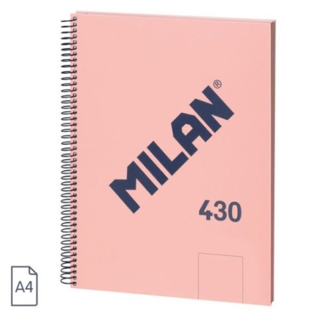 19857-CUADERNO A4 CON ESPIRAL Y TAPA DURA, 80 HOJAS BLANCAS DE 95 GR/M, COLECCION 430 SINCE 1918, ROSA MILAN 57141E80P