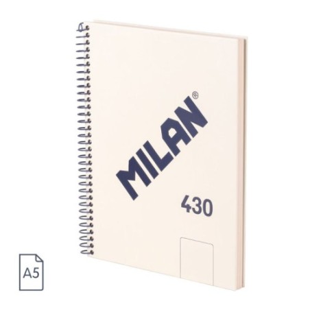 19859-CUADERNO A5 CON ESPIRAL Y TAPA DURA, 80 HOJAS BLANCAS DE 95 GR/M, COLECCION 430 SINCE 1918, BEIGE MILAN 57151E80BG