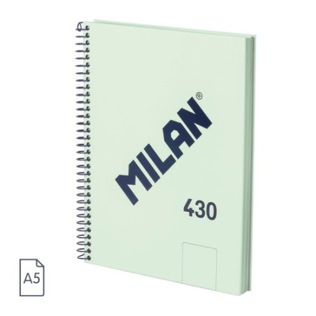 CUADERNO A5 CON ESPIRAL Y TAPA DURA, 80 HOJAS BLANCAS DE 95 GR/M, COLECCION 430 SINCE 1918, VERDE MILAN 57151E80GR