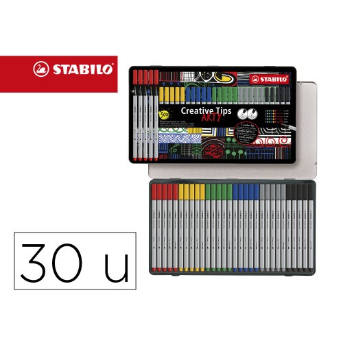 19975-ESTUCHE METAL CREATIVE TIPS - ARTY PASTEL 30 UDS.1 UD. C/PUNTA 34,60,47,26,95,46. NOV. ENE. 2024 STABILO 89/30-6-2