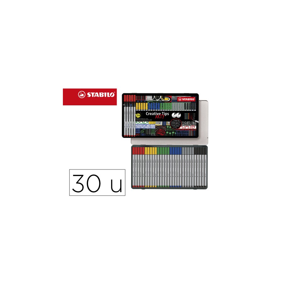 19975-ESTUCHE METAL CREATIVE TIPS - ARTY PASTEL 30 UDS.1 UD. C/PUNTA 34,60,47,26,95,46. NOV. ENE. 2024 STABILO 89/30-6-2