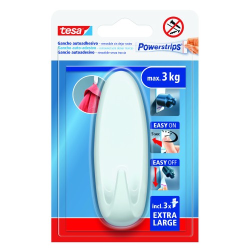 20034-BLISTER GANCHO ADHESIVO XL OVALADO POWERSTRIPS 3KG BLANCO TESA 59025-00001-01