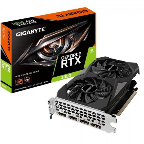 20225-VGA GIGABYTE GV-N3050WF2OCV2-6GD,NV,RTX3050,GDDR6,6GB,96BIT,2HDMI+2DP,WINDFORCE 2X (2 VENTILADORES)