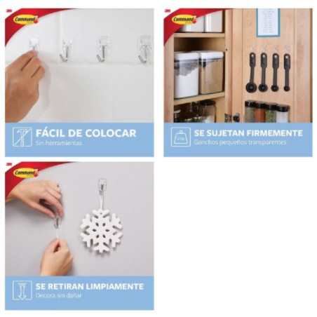 20283-BLISTER 3 GANCHOS ADHESIVOS BLANCO PEQUENOS CON PUNTA ALAMBRE HASTA 225G COMMAND 17067 3M 7100269665