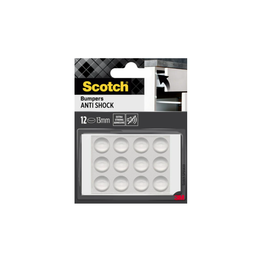 20304-BLISTER 12 TOPES ADHESIVOS ANTIGOLPES 13MM DIAMETRO TRANSPARENTES SP91A59 SCOTCH 7100309740
