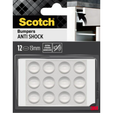 20304-BLISTER 12 TOPES ADHESIVOS ANTIGOLPES 13MM DIAMETRO TRANSPARENTES SP91A59 SCOTCH 7100309740