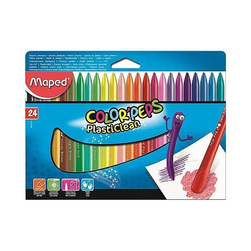 2038-CAJA DE 24 CERAS PLASTICLEAN COLOR´PEPS COLORES SURTIDOS MAPED 862013