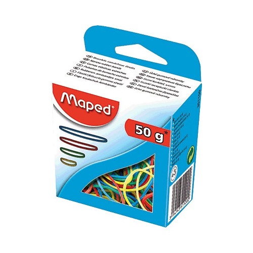 2041-EXPOSITOR 12 CAJAS DE GOMAS ELASTICAS COLORES SURTIDOS GROSOR 1,5MM. MAPED 351100