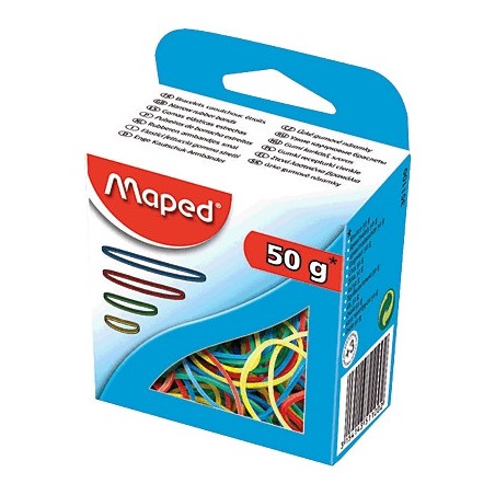 2041-EXPOSITOR 12 CAJAS DE GOMAS ELASTICAS COLORES SURTIDOS GROSOR 1,5MM. MAPED 351100