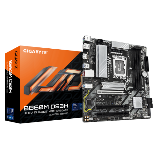 GIGABYTE B860M DS3H Placa base - CPUs Intel Core Ultra, VRM de 5+1+2+1 fases, hasta 9066MHz DDR5, 1xPCIe 5.0 + 1xPCIe 4.0 M.2, L