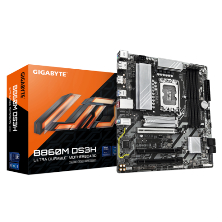 GIGABYTE B860M DS3H Placa base - CPUs Intel Core Ultra, VRM de 5+1+2+1 fases, hasta 9066MHz DDR5, 1xPCIe 5.0 + 1xPCIe 4.0 M.2, L