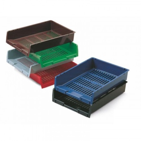 2046-BANDEJA APILABLE DE PLASTICO 340X275X65 MM. COLOR VERDE FAIBO 90-04