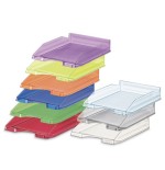 2061-BANDEJA APILABLE DE PLASTICO 350X250X65 MM. COLOR TRANSPARENTE FAIBO 93-23