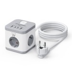 20705-Ewent EW3863 base multiple 1,5 m 3 salidas AC Interior Gris, Blanco