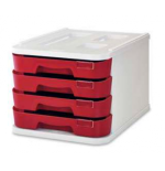 MODULO DE 4 CAJONES POLIESTIRENO ROJO FLUOR FAIBO 1000M-53