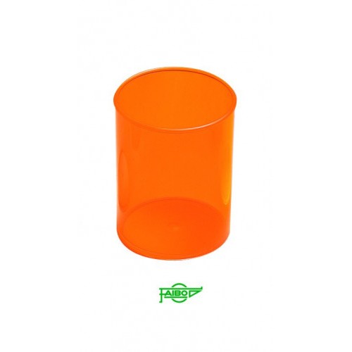 2096-CUBILETE DE PLASTICO 78 MM. DIAMETRO X 100 MM. ALTO TRANSPARENTE NARANJA FAIBO 205-18
