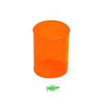 2096-CUBILETE DE PLASTICO 78 MM. DIAMETRO X 100 MM. ALTO TRANSPARENTE NARANJA FAIBO 205-18
