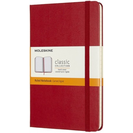 21-LIBRETA CLASICA TAPA DURA ROJA M (11,5X18CM) RAYADA MOLESKINE QP050F2
