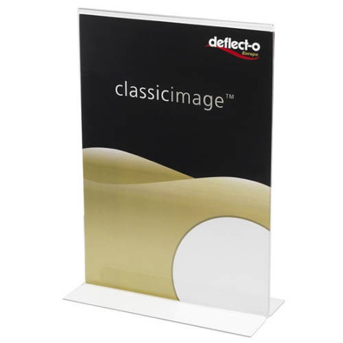 2112-EXPOSITOR DE SOBREMESA EN FORMA T A 2 CARAS POLIESTIRENO A3 VERTICAL DEFLECTO 48001
