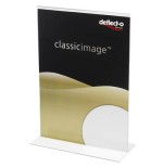 2112-EXPOSITOR DE SOBREMESA EN FORMA T A 2 CARAS POLIESTIRENO A3 VERTICAL DEFLECTO 48001