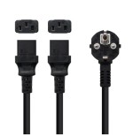 21146-Nanocable Cable de Alimentacion CEE7/M a 2xC13/H, Negro, 3 m