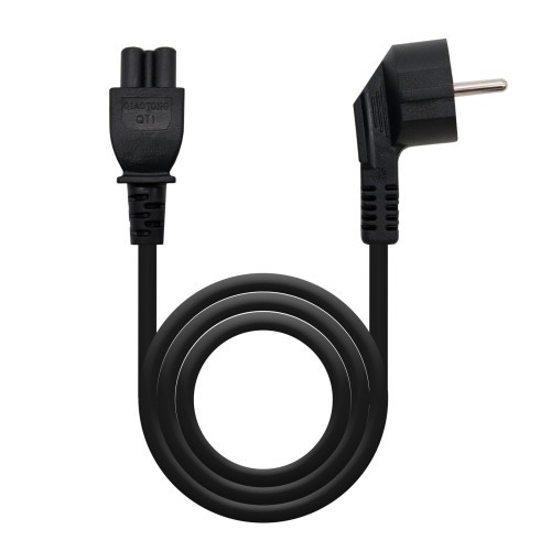 21147-Nanocable Cable de Alimentacion Trebol, CEE7 acodado/M-C5/H, Negro, 2 m