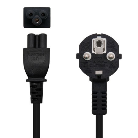 21148-Nanocable Cable de Alimentacion Trebol, CEE7 acodado/M-C5/H, Negro, 2 m
