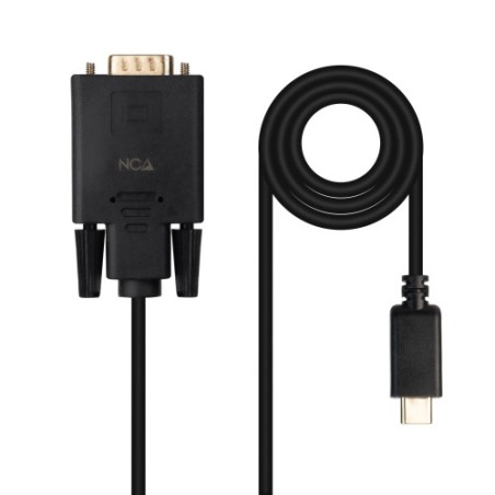 21151-Nanocable Cable Conversor USB-C/M a VGA/M, 1.8 m, Negro