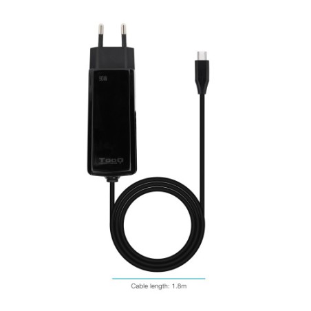 21164-TooQ Cargador de portatil GAN USB-C PD 90W, Negro